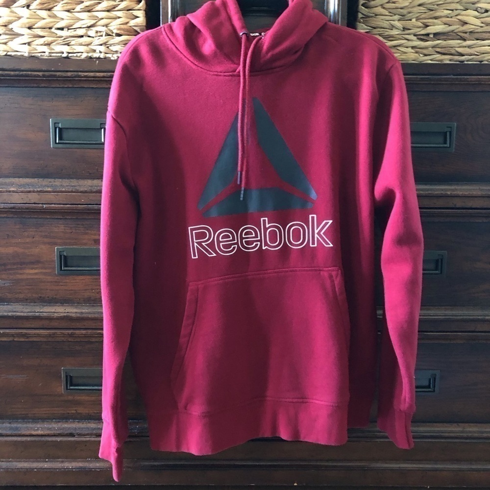 Reebok red logo hoodie in size L